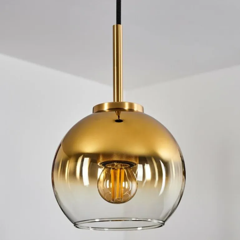 Suspension Verre 15 cm Koyoto Or, Noir, 1 lumière