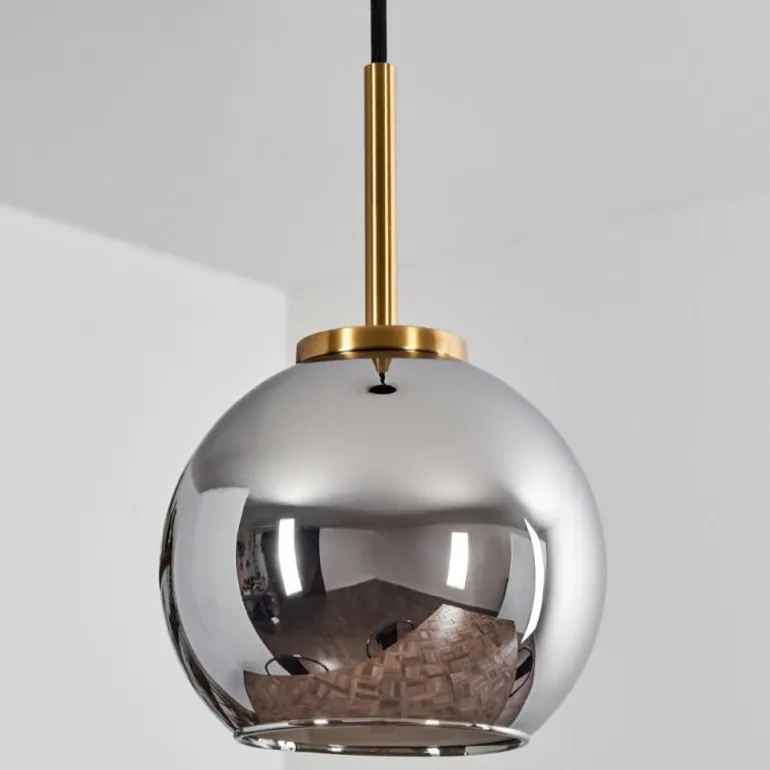 Suspension Verre 15 cm Koyoto Or, Noir, 1 lumière