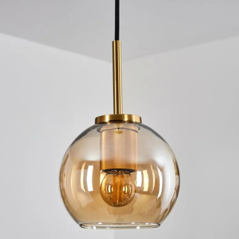 Suspension Verre 15 cm Koyoto Or, Noir, 1 lumière