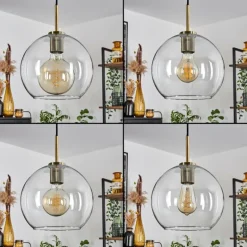 Suspension Verre 25 cm Koyoto Vieux laiton, 1 lumière