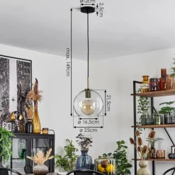 Suspension Verre 25 cm Koyoto Vieux laiton, 1 lumière