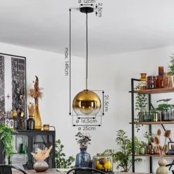 Suspension Verre 25 cm Koyoto Vieux laiton, 1 lumière