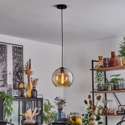 Suspension Verre 25 cm Koyoto Vieux laiton, 1 lumière