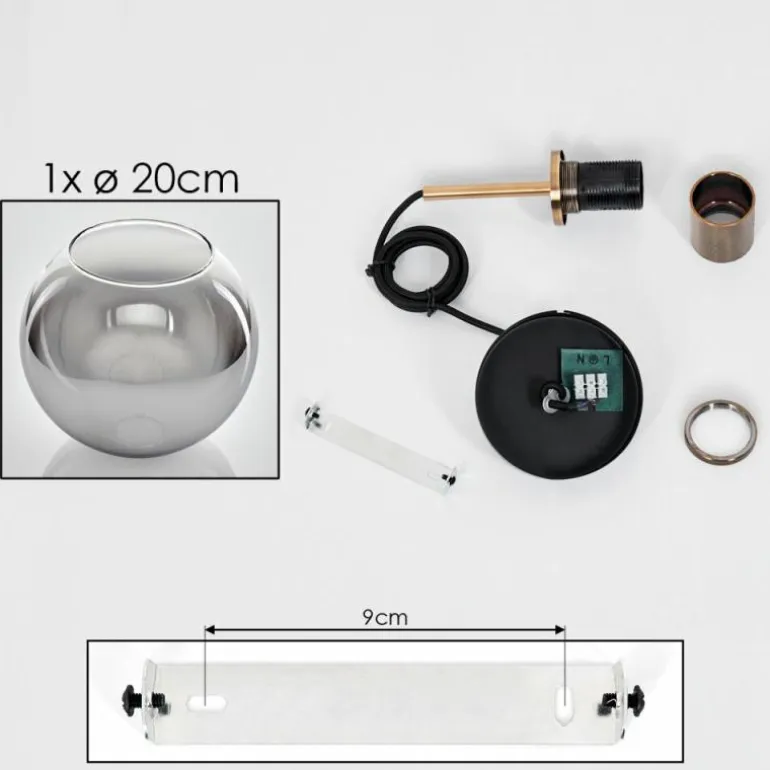Suspension Verre 20 cm Koyoto Vieux laiton, 1 lumière
