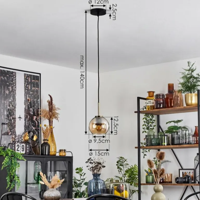 Suspension Verre 15 cm Koyoto Vieux laiton, 1 lumière