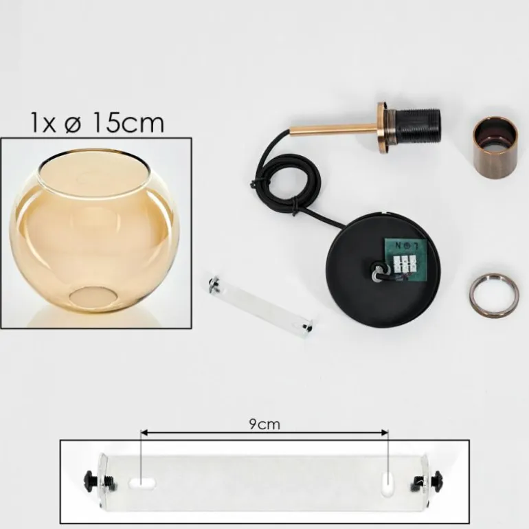 Suspension Verre 15 cm Koyoto Vieux laiton, 1 lumière
