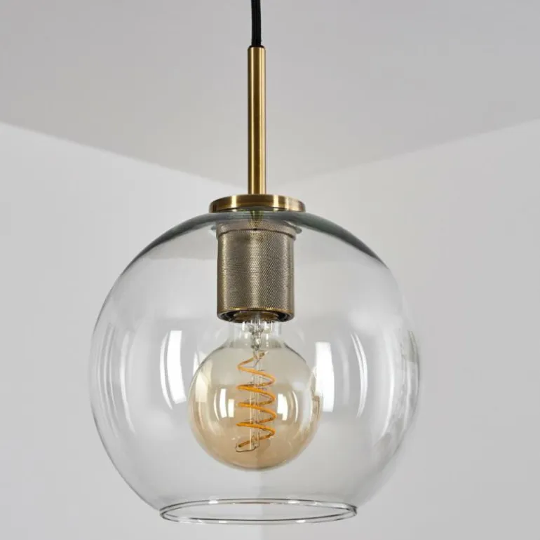 Suspension Verre 20 cm Koyoto Vieux laiton, 1 lumière