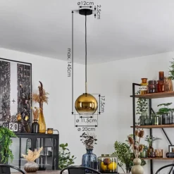 Suspension Verre 20 cm Koyoto Vieux laiton, 1 lumière