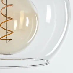 Suspension Verre 25 cm Koyoto Noir, Argenté, 1 lumière