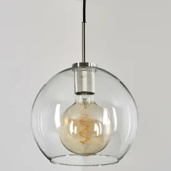 Suspension Verre 25 cm Koyoto Noir, Argenté, 1 lumière