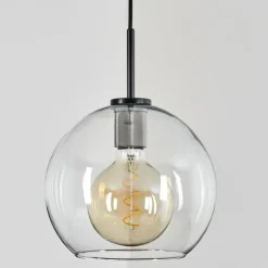 Suspension Verre 25 cm Koyoto Acier inoxydable, Noir, 1 lumière