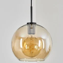 Suspension Verre 25 cm Koyoto Acier inoxydable, Noir, 1 lumière