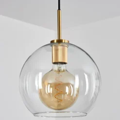 Suspension Verre 25 cm Koyoto Or, Noir, 1 lumière