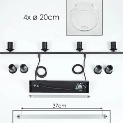 Suspension Verre 20 cm Koyoto Clair, 4 lumières