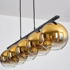 Suspension Verre 20 cm Koyoto Or, Clair, 5 lumières