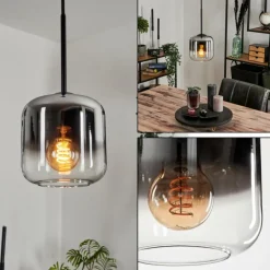 Suspension Verre 15 cm Lauden Chrome, Clair, Fumé, 1 lumière