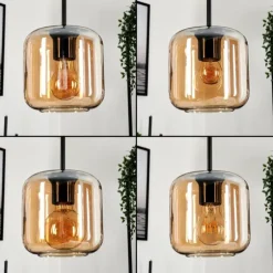 Suspension Verre 15 cm Lauden Ambre, 3 lumières