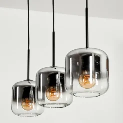 Suspension Verre 15 cm Lauden Chrome, Clair, Fumé, 3 lumières