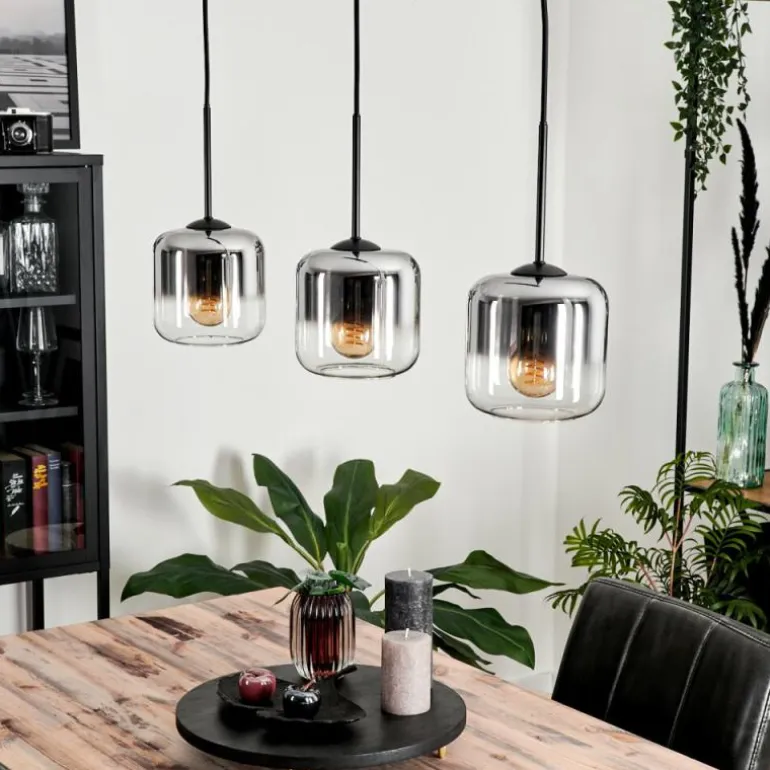 Suspension Verre 15 cm Lauden Chrome, Clair, Fumé, 3 lumières