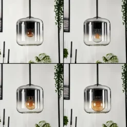 Suspension Verre 15 cm Lauden Clair, Fumé, 3 lumières
