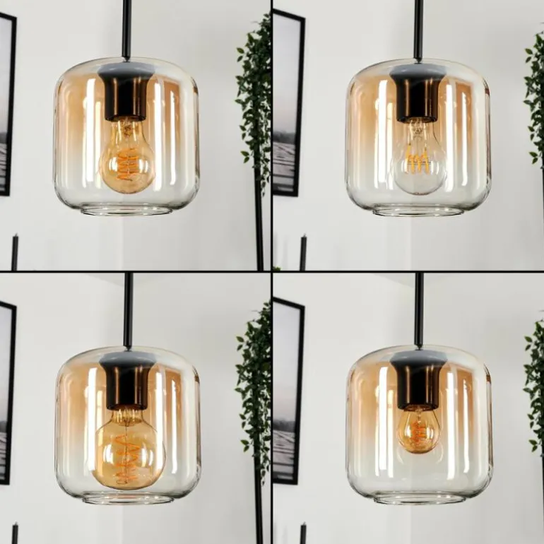 Suspension Verre 15 cm Lauden Ambre, Clair, 4 lumières