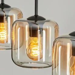 Suspension Verre 15 cm Lauden Ambre, Clair, 4 lumières
