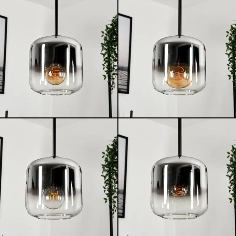Suspension Verre 15 cm Lauden Chrome, Clair, Fumé, 4 lumières