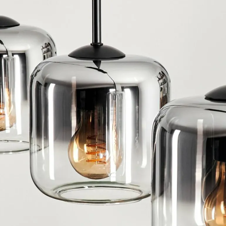 Suspension Verre 15 cm Lauden Chrome, Clair, Fumé, 4 lumières