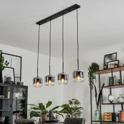 Suspension Verre 15 cm Lauden Chrome, Clair, Fumé, 4 lumières