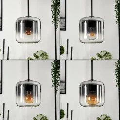 Suspension Verre 15 cm Lauden Clair, Fumé, 4 lumières