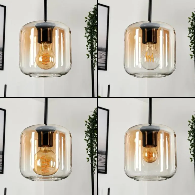 Suspension Verre 15 cm Lauden Ambre, Clair, 3 lumières