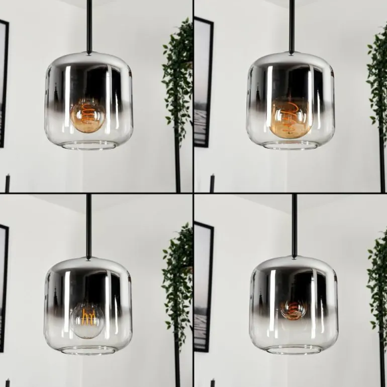 Suspension Verre 15 cm Lauden Chrome, Clair, Fumé, 3 lumières