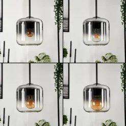 Suspension Verre 15 cm Lauden Clair, Fumé, 3 lumières