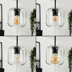 Suspension Verre 15 cm Lauden Clair, 3 lumières