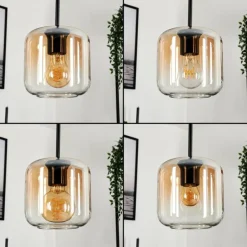 Suspension Verre 15 cm Lauden Ambre, Clair, 5 lumières