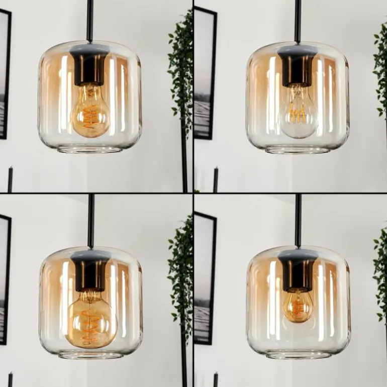 Suspension Verre 15 cm Lauden Ambre, Clair, 5 lumières