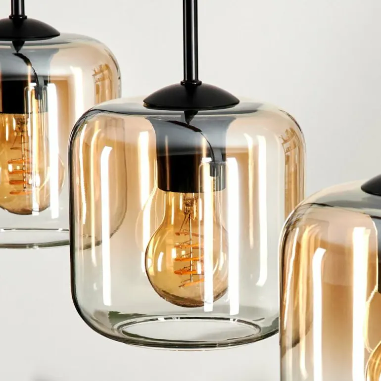 Suspension Verre 15 cm Lauden Ambre, Clair, 5 lumières