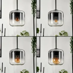 Suspension Verre 15 cm Lauden Clair, Fumé, 5 lumières