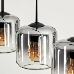 Suspension Verre 15 cm Lauden Clair, Fumé, 5 lumières
