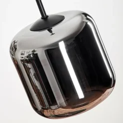 Suspension Verre 15 cm Lauden Chrome, Fumé, 5 lumières