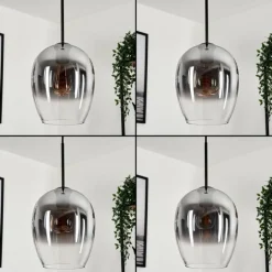 Suspension Verre 20 cm Vevino Clair, Fumé, 1 lumière