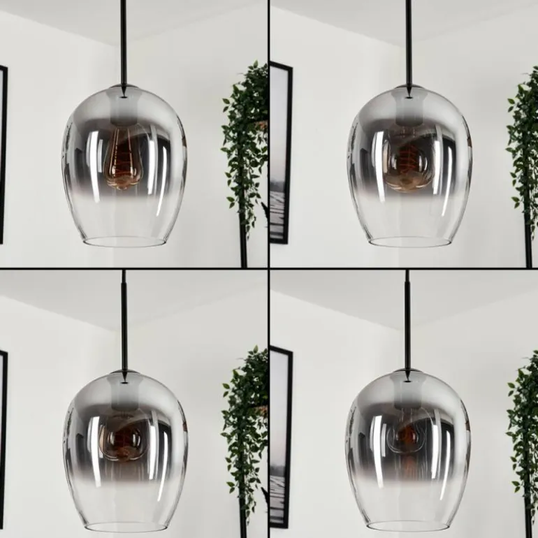 Suspension Verre 20 cm Vevino Clair, Fumé, 1 lumière