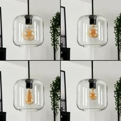 Suspension Verre 25cm, 20cm, 15cm Lauden Clair, 3 lumières