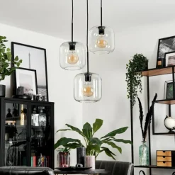 Suspension Verre 20cm Lauden Clair, 3 lumières