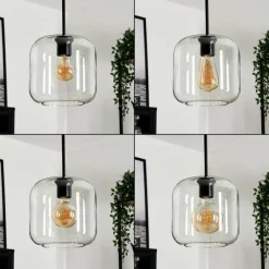 Suspension Verre 20cm Lauden Clair, 3 lumières