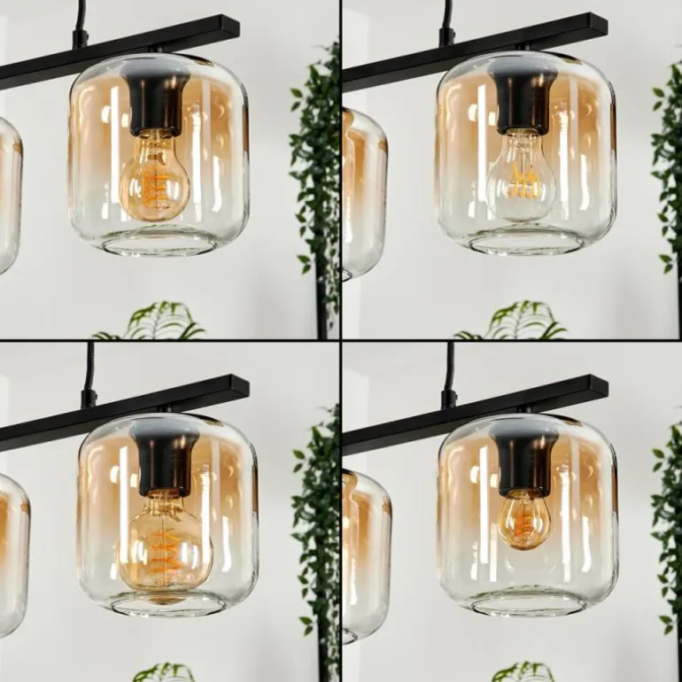 Suspension Verre 15cm Lauden Ambre, Clair, 3 lumières