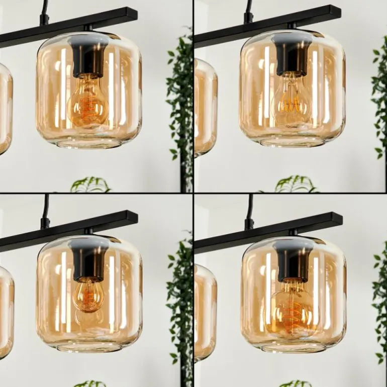 Suspension Verre 15cm Lauden Ambre, 3 lumières