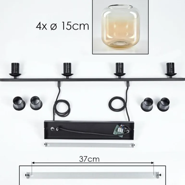 Suspension Verre 15cm Lauden Clair, 4 lumières