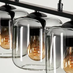 Suspension Verre 15cm Lauden Clair, Fumé, 4 lumières