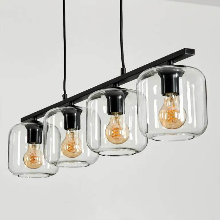 Suspension Verre 15cm Lauden Clair, 4 lumières